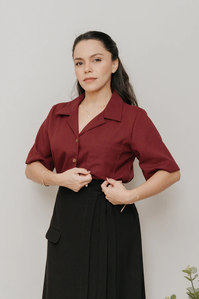 Camisa Campônia Burgundy - Quiprocó Rouparia | Moda feminina autoral e modesta