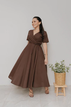 Imagem do Vestido Transpassado Sementeira Marrom Café