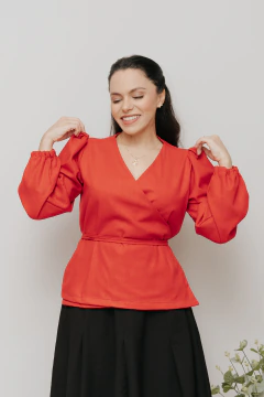 Camisa Transpassada Enlace Vermelha - comprar online