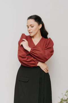 Camisa Transpassada Enlace Burgundy - Quiprocó Rouparia | Moda feminina autoral e modesta