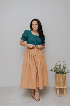 Camisa Erva Trigal Verde Petróleo - Quiprocó Rouparia | Moda feminina autoral e modesta