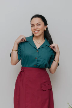 Camisa Campônia Verde Petróleo - comprar online