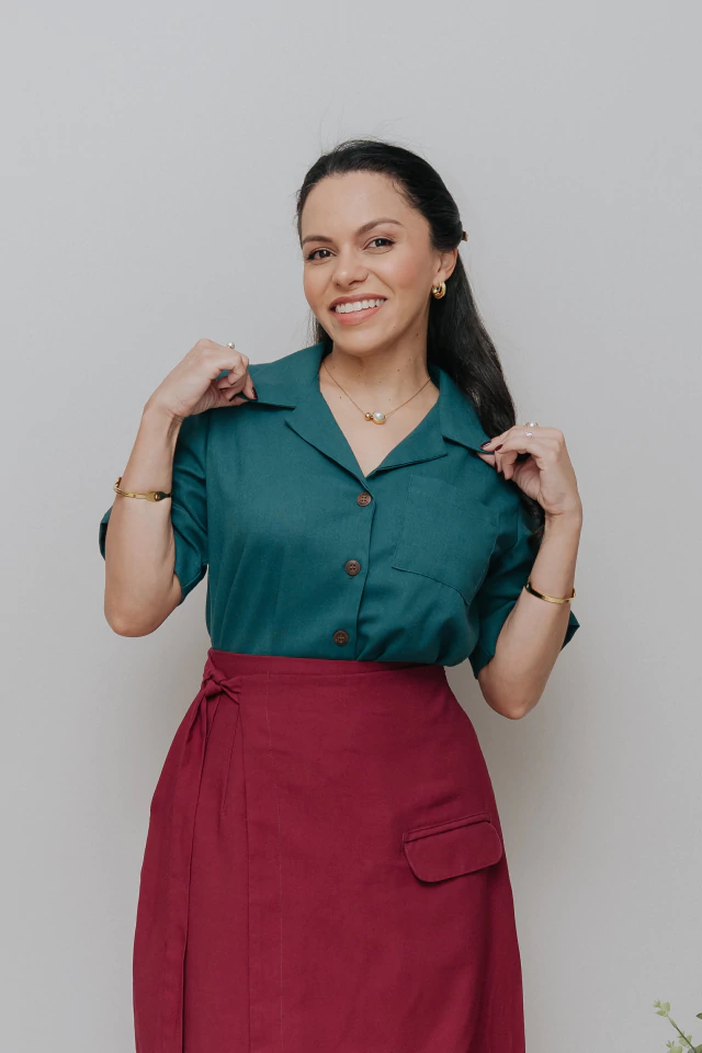 Camisa Campônia Verde Petróleo - comprar online