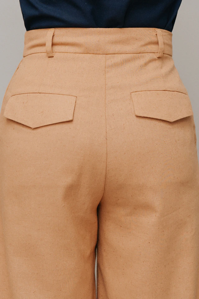 Calça Alfaiataria de Linho Lumina Mostarda Antigo - comprar online