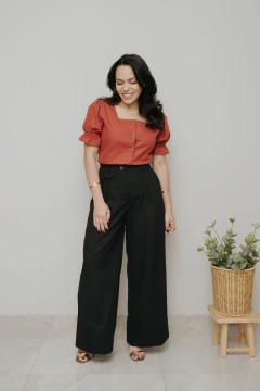 Calça Alfaiataria de Linho Lumina Preta - Quiprocó Rouparia | Moda feminina autoral e modesta