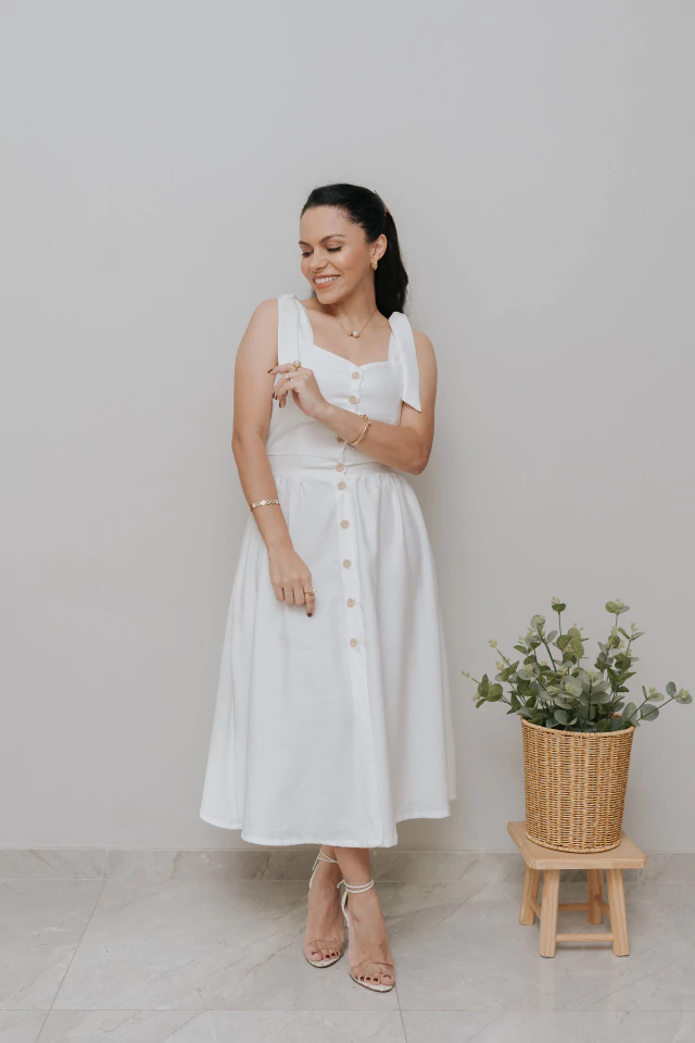 Vestido Midi Bucólico Off White na internet