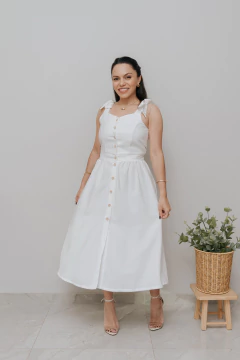 Vestido Midi Bucólico Off White - loja online