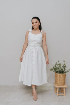 Vestido Midi Bucólico Off White - Quiprocó Rouparia | Moda feminina autoral e modesta