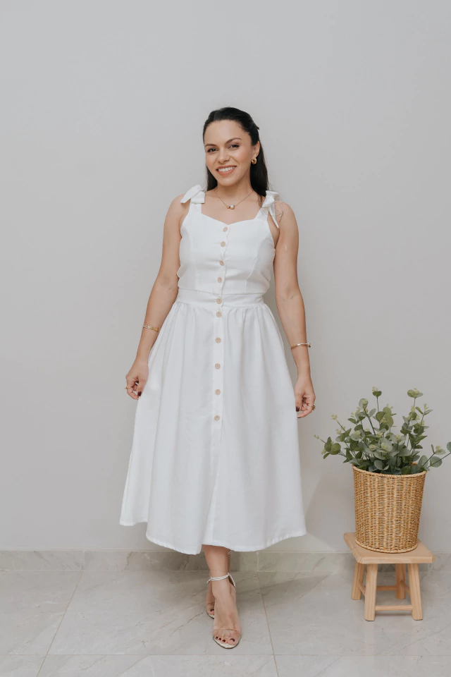 Vestido Midi Bucólico Off White - Quiprocó Rouparia | Moda feminina autoral e modesta