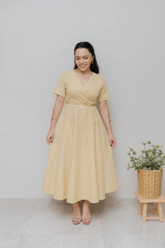 Vestido Transpassado Sementeira Amarelo Manteiga - comprar online