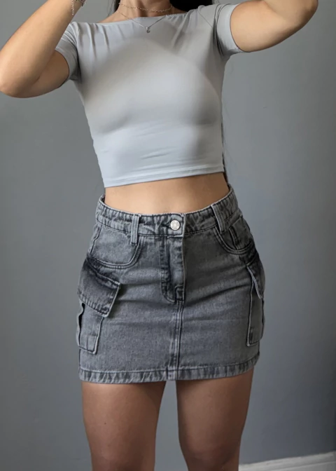 Saia jeans cargo black