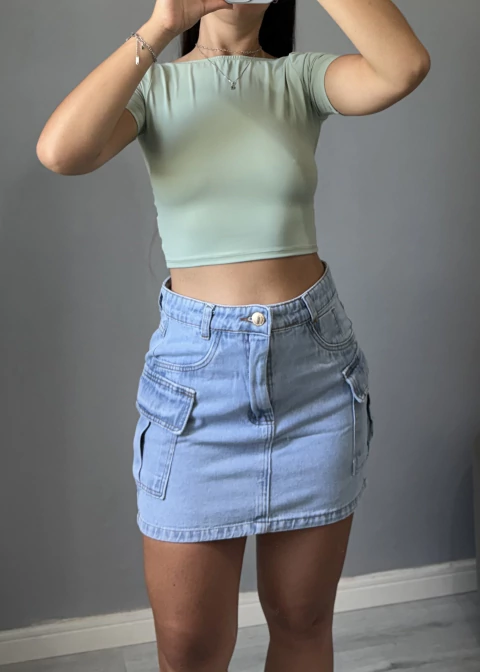 Saia jeans cargo Clara