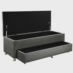 Kit Cabeceira Calçadeira Julia e Munique 160 cm Casal Queen Size Veludo Cinza - comprar online