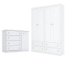 Cômoda e Guarda Roupa Infantil Americano 4 Portas Branco hp