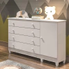 Cômoda Infantil 4 Gavetas com Fraldário Taís Branco Brilho