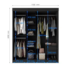 Guarda-Roupa Casal com Espelho Paris 3 pt 2 gv Preto - comprar online