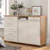 Cômoda Max 2020 06 Gavetas 02 Portas Off White com Amêndoa