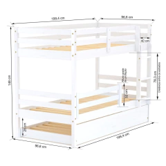 Imagem do Treliche Solteiro Eco Com Grade De Proteção Madeira Maciça Branco Mobilistore
