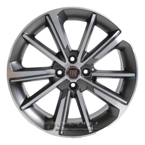Jogo De Roda Aro 17 Fiat Cronos 4x98 Uno Strada Palio + Bico Cor Grafite Fosco Diamante