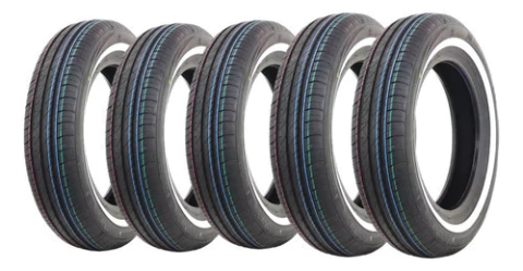 5 Pneus 165 R80 Aro 15 Faixa Branca Fusca Brasilia Nankang