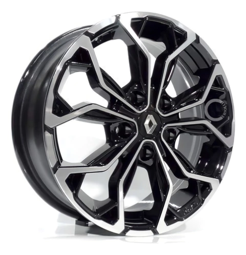 Rodas Renault Duster Oroch Aro 16 5x114 / Jogo + Bicos Cor Preto Diamantado