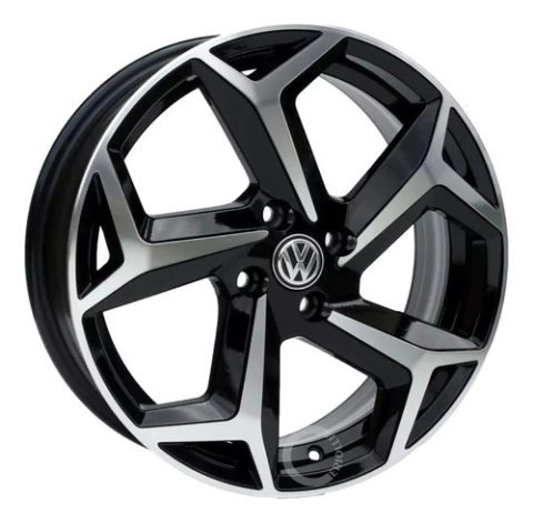 Jogo De Rodas Polo R Line Aro 17 4x100 Gol Voyage Saveiro Cor Preto Diamantado