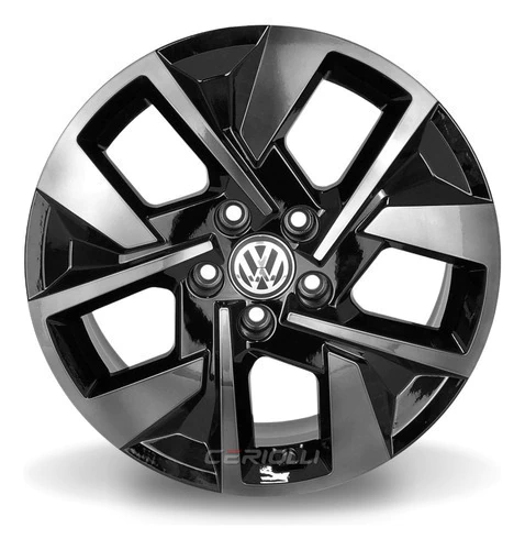 Jogo De Rodas Para T-cross Aro 16 5x100 Polo S56 4 Rodas Kr Cor Preto Diamantado Fumê 5x100