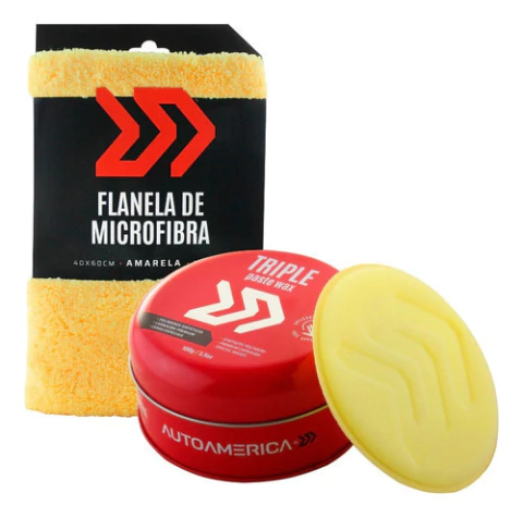 Kit Cera Triple Wax 100g + Flanela 40x60 Autoamerica
