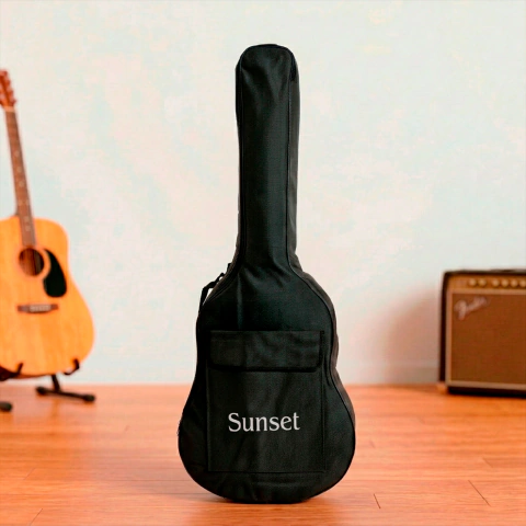 Funda de Guitarra Acústica 41" Acolchada Negra 8 mm Impermeable Sunset AB27