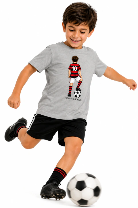 Camiseta Infantil Rumo ao Sonho Vermelho e Preto