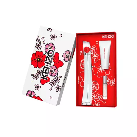 FLOWER BY KENZO FEMININO KIT (EAU DE PARFUM 100ML + EAU DE PARFUM 10ML + LOÇÃO CORPORAL 75ML) - comprar online