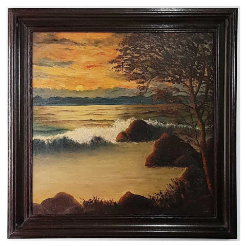 Quadro Paisagem Praiana no Pôr do Sol - Ost 73x73 (MAR 322) - comprar online