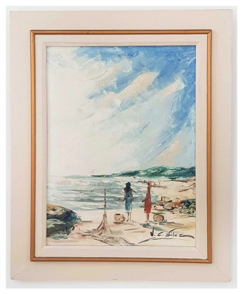 MAR 135 - Praia com Vegetação e Cestos - 53X43 - comprar online