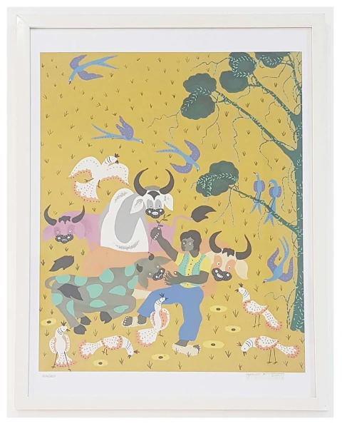 Quadro Serigrafia Bois - Arte primitivista brasileira - 51x67 (MAR 161) - comprar online