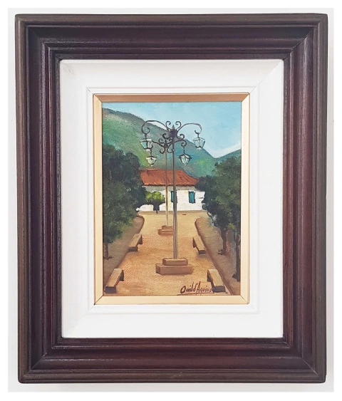 MAR 208 - Praça com luminária e casa ao fundo - 32x38 - comprar online