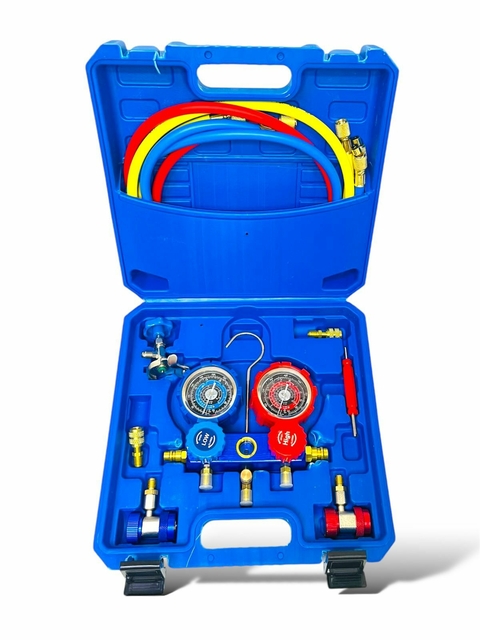 MANIFOLD R410/R22/134 CON GLICERINA Y ACOPLES AUTOMOTOR MALETIN