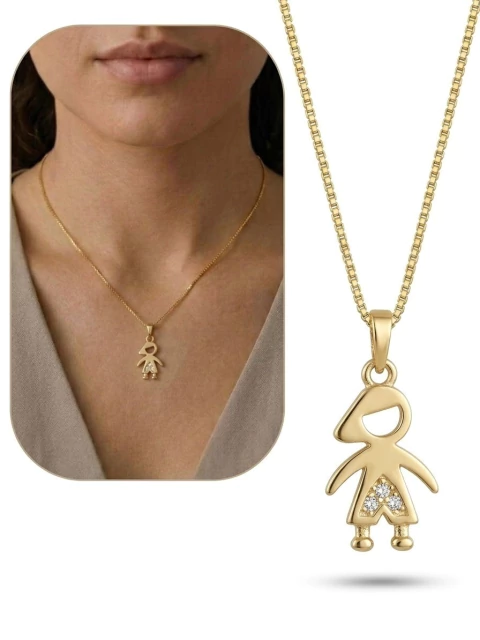 GARGANTILHA PING MENININHO ZIRCONIAS- G 02 - Banhado a Ouro 18K 111923