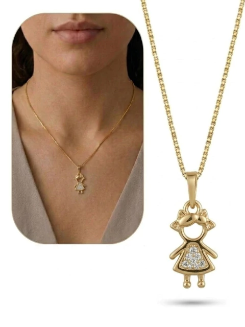 GARGANTILHA PING MENININHA ZIRCONIAS- G 02 - Banhado a Ouro 18K 111923