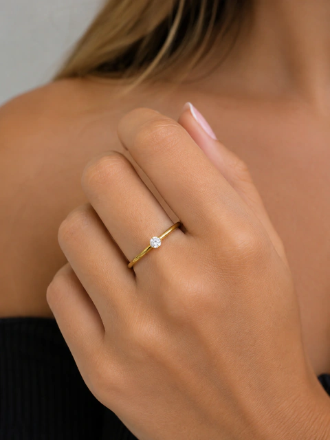 PRO AÇO GOLD ANEL SOLITÁRIO 3MM - AÇO 01 - 120382