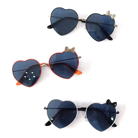 Anteojos Lentes de sol infantiles marco metalico corazon