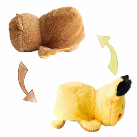 Peluche reversible Capibara/Pikachu