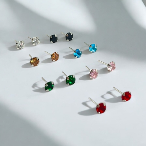 ART-206 Aros Chispa GR (6 mm) - Variedad de Colores Plata 925