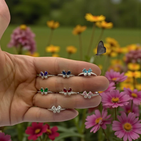 ART-231 Anillo Mariposa- Variedad de Colores Plata 925