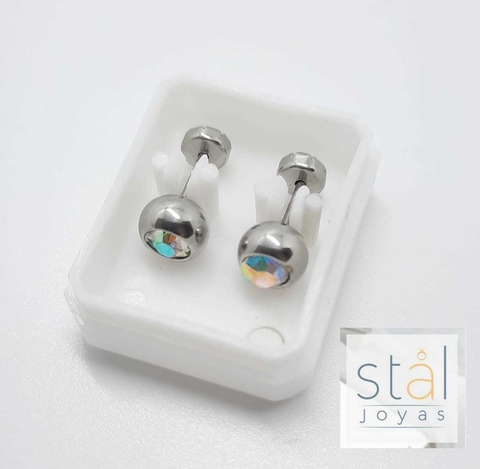 3322-93 ABRIDORES BOLITA 6MM CON CUBIC TORNASOLADO