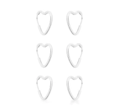 Trio argolinha coração vazado prata- biju