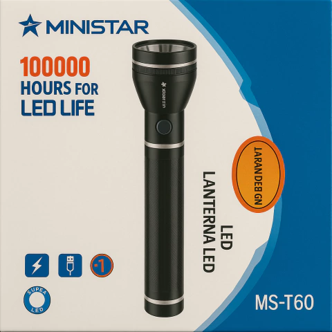 LANTERNA LED RECARREGAVEL MINISTAR MS-T60