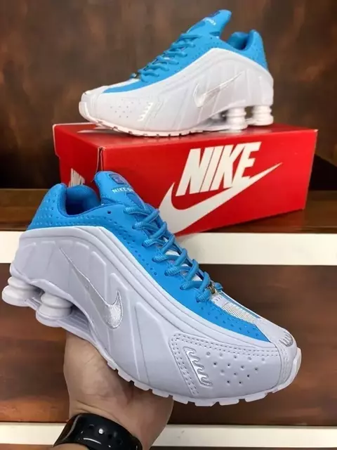 Nike Shox R4 Azul Com Branco