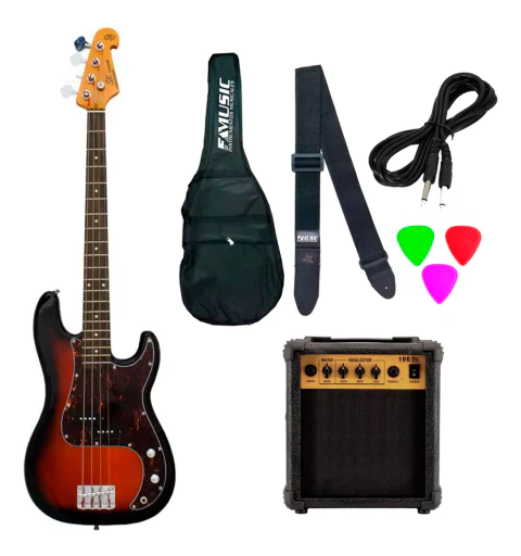 Combo Bajo Electrico Sx Fpb62 + Amplificador 15w + Acces