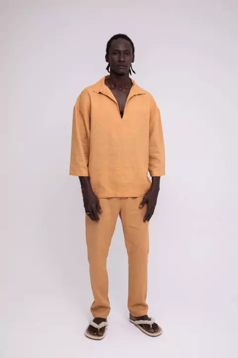 Calça 100% Linho Salmão - comprar online