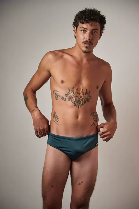 Sunga Slip Verde Petróleo